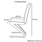 2x Dining Chairs Z Shape Black Leatherette Home Office Chair with Stainless Base