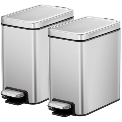 2 x EKO 6L Stainless Steel Step Trash Can Wastebasket Garbage Container Bin