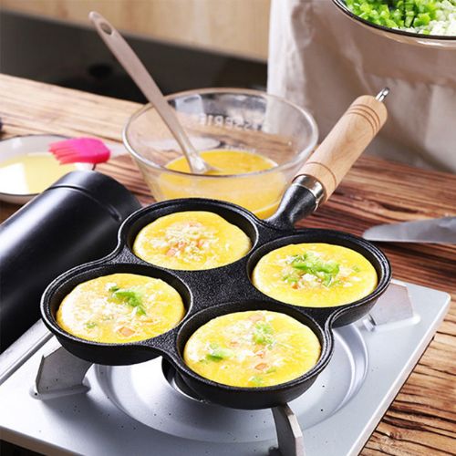 2 x Egg Frying Pan Cast Iron 4 Cups Pancake Breakfast Omelet Frypan with Handle