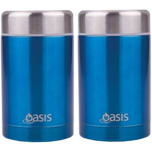 2 x Food Flask Vacuum Insulated Stainless Steel Soup Jar Container 450ml - Aqua