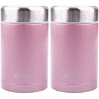 2 x Food Flask Vacuum Insulated Stainless Steel Soup Jar Container 450ml - Blush