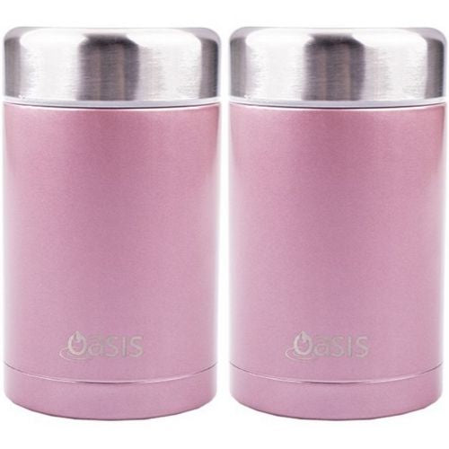 2 x Food Flask Vacuum Insulated Stainless Steel Soup Jar Container 450ml - Blush