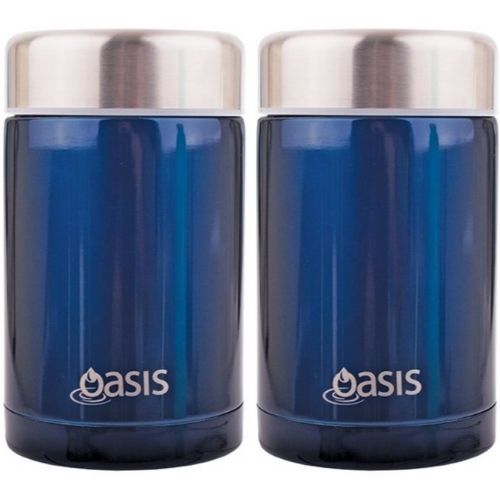 2 x Food Flask Vacuum Insulated Stainless Steel Soup Jar Container 450ml - Navy