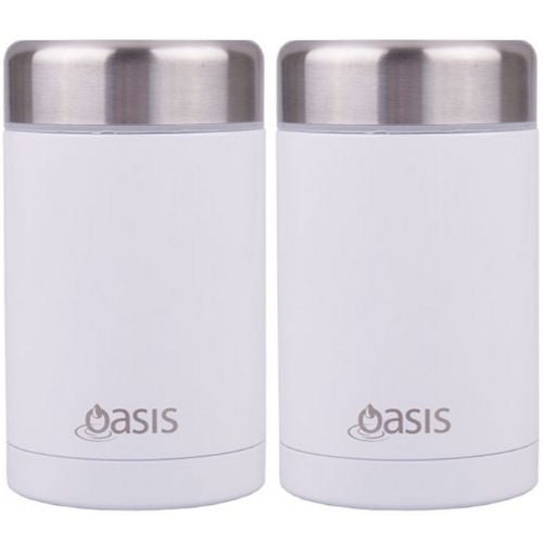 2 x Food Flask Vacuum Insulated Stainless Steel Soup Jar Container 450ml - White