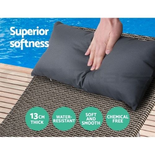 2x Gardeon Outdoor Sun Lounge Furniture With Pillows Rattan Bed Garden Sofa Grey