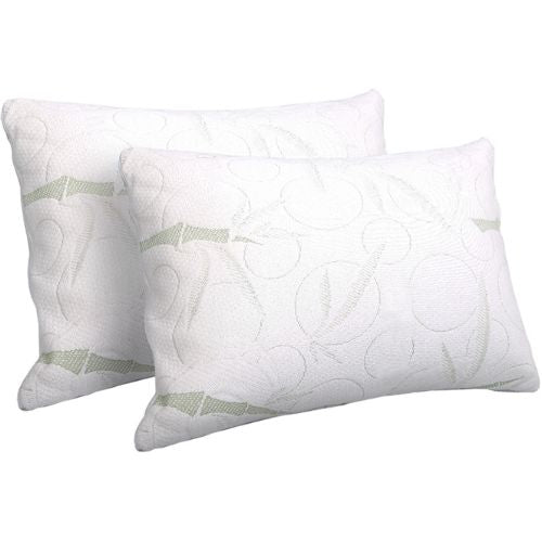2 x Giselle Bedding Memory Foam Pillow with Washable Bamboo Fabric Cover - White