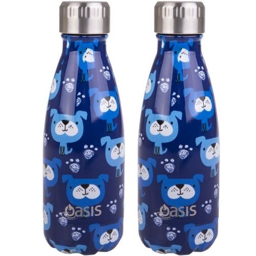2 x Insulated Drink Bottle Stainless Steel Double Wall Thermo 350ml -Blue Heeler