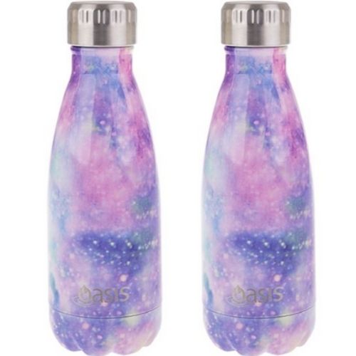 2 x Insulated Drink Bottle Stainless Steel Double Wall Thermo 350ml - Galaxy
