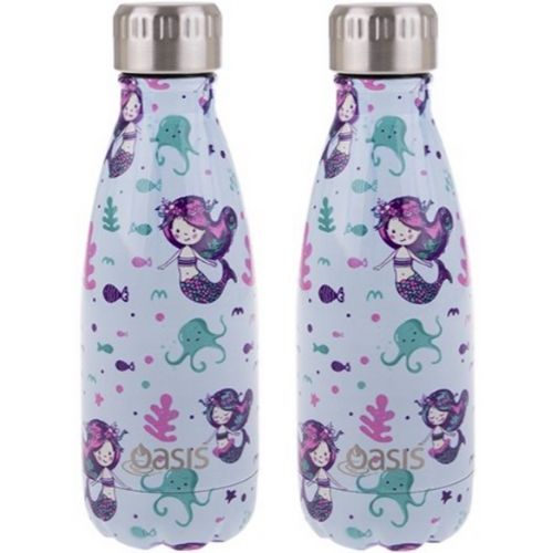 2 x Oasis Insulated Drink Bottle Stainless Steel 350ml - Mermaids