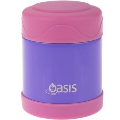 2x Insulated Food Flask Stainless Steel Jar Oasis Kid's 300ml Purple W/ Pink Lid
