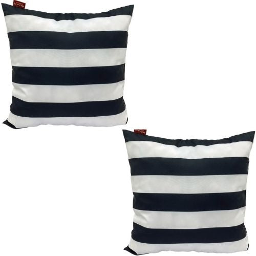 2 x Mojo Cushion Cover Throw Pillow Case 45x45cm, Striped Design - Black & White