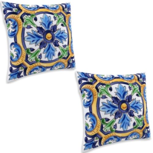 2 x Mojo Cushion Cover Throw Pillow Cases 60x60cm Decorative Covers -Capri Blue