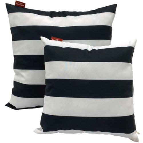 2 x Mojo Cushion Covers Square Pillowcase 60cm Striped Throw Pillow Case Set