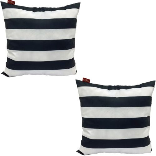 2 x Mojo Cushion Covers Square Pillowcase 60cm Striped Throw Pillow Case Set