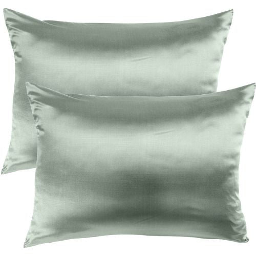 2x Mulberry Silk Pillow Case 51 x 76cm Hypoallergenic Pillowcase Soft Cover Sage
