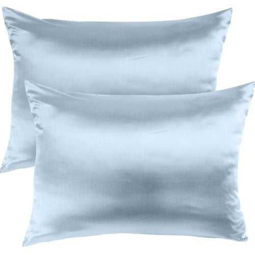 2x Mulberry Silk Pillow Case 51 x 76cm Soft Blue Cover Hypoallergenic Pillowcase