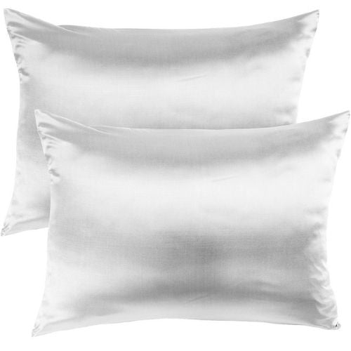 2x Mulberry Silk Pillow Case 51 x 76cm Soft Hypoallergenic Pillowcase - Silver