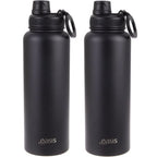 2 x Oasis 1.1L Stainless Steel Insulated Sports Bottle with Screw Cap - Black