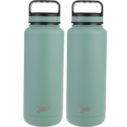 2x Oasis 1.2L Vacuum Insulated Water Bottle Stainless Steel Bottles - Sage Green
