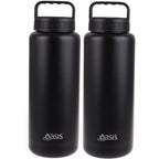 2x Oasis 1.2L Vacuum Insulated Water Bottle Stainless Steel Double Wall - Black