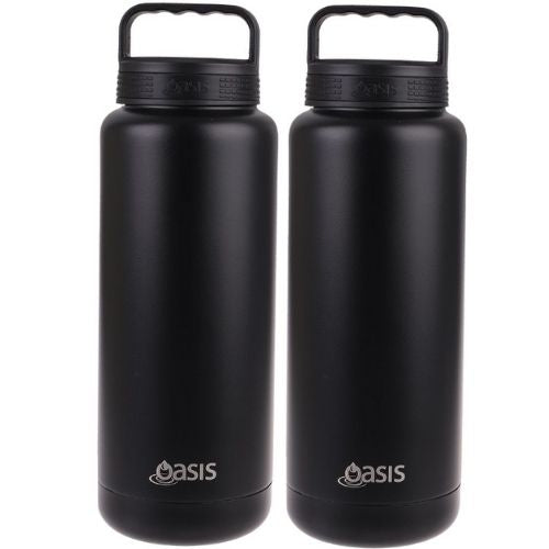 2x Oasis 1.2L Vacuum Insulated Water Bottle Stainless Steel Double Wall - Black