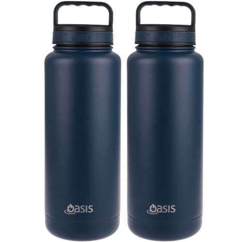 2x Oasis 1.2L Vacuum Insulated Water Bottle Stainless Steel Drink Bottles - Navy