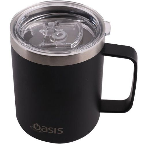 2x Oasis 400ml Vacuum Insulated Travel Mug w/ Lid Double Wall Coffee Cup - Black