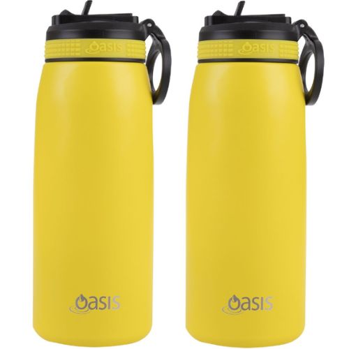 2 x Oasis 780ml Stainless Steel Insulated Drink Bottle w/ Sipper Sprout - Yellow