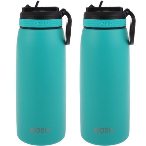 2x Oasis 780ml Stainless Steel Insulated Drink Bottle w/ Sipper Straw -Turquoise