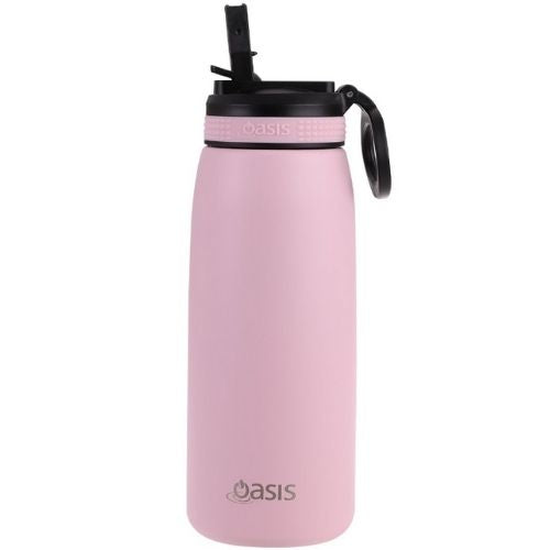 2 x Oasis 780ml Stainless Steel Insulated Drink Bottle w/ Sipper Straw, Carnation