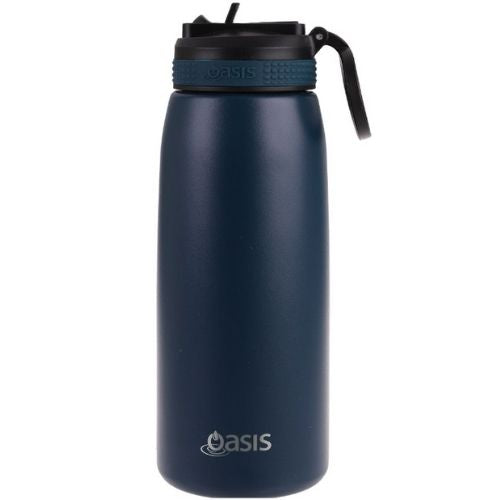 2 x Oasis 780ml Stainless Steel Insulated Sports Bottle with Sipper Straw - Navy