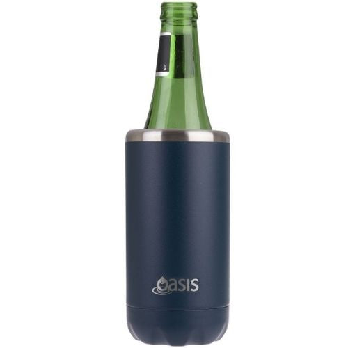 2 x Oasis Double Wall Vacuum Insulated Can Cooler Stainless Steel, 330ml - Navy