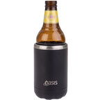 2 x Oasis Double Wall Vacuum Insulated Can Cooler Stainless Steel, 375ml - Black