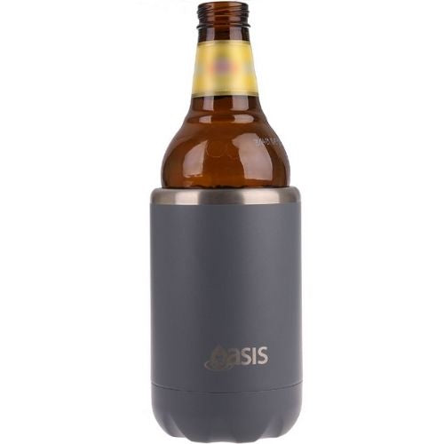 2 x Oasis Double Wall Vacuum Insulated Can Cooler Stainless Steel, 375ml - Steel
