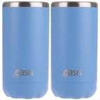 2x Oasis Double Wall Vacuum Insulated Cooler For Can/Bottle 330ml - Calypso Blue