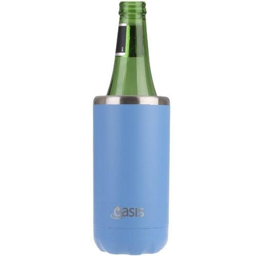 2x Oasis Double Wall Vacuum Insulated Cooler For Can/Bottle 330ml - Calypso Blue