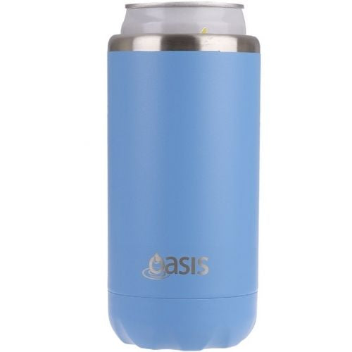 2x Oasis Double Wall Vacuum Insulated Cooler For Can/Bottle 330ml - Calypso Blue