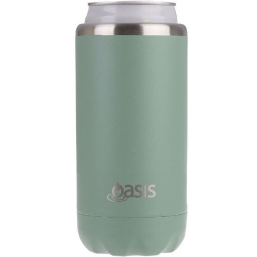 2 x Oasis Double Wall Vacuum Insulated Cooler For Can/Bottle 330ml - Sage Green