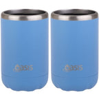 2x Oasis Double Wall Vacuum Insulated Cooler For Can/Bottle 375ml - Calypso Blue
