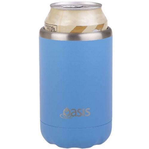 2x Oasis Double Wall Vacuum Insulated Cooler For Can/Bottle 375ml - Calypso Blue