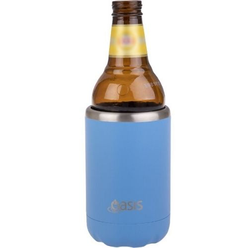 2x Oasis Double Wall Vacuum Insulated Cooler For Can/Bottle 375ml - Calypso Blue