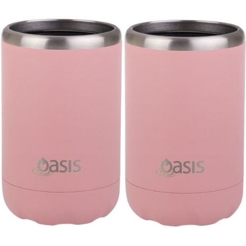 2 x Oasis Double Wall Vacuum Insulated Cooler For Can/Bottle 375ml - Coral Cove