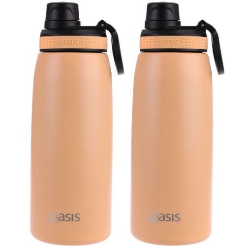 2 x Oasis Stainless Steel Insulated Sports Bottle 780ml w/ Screw Cap - Rockmelon