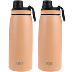 2 x Oasis Stainless Steel Insulated Sports Bottle 780ml w/ Screw Cap - Rockmelon