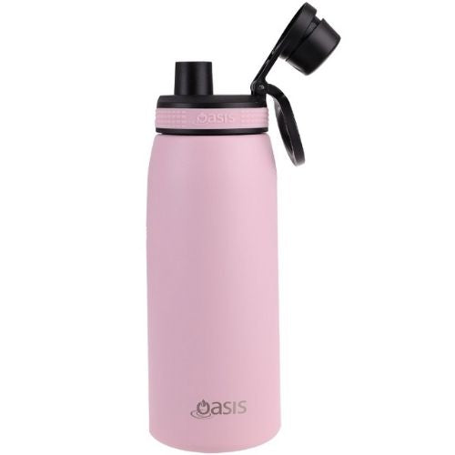 2 x Oasis Stainless Steel Insulated Sports Bottle 780ml w/ Screw Cap - Carnation