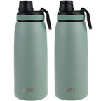 2 x Oasis Stainless Steel Insulated Sports Bottle Screw Cap 780ml - Sage Green