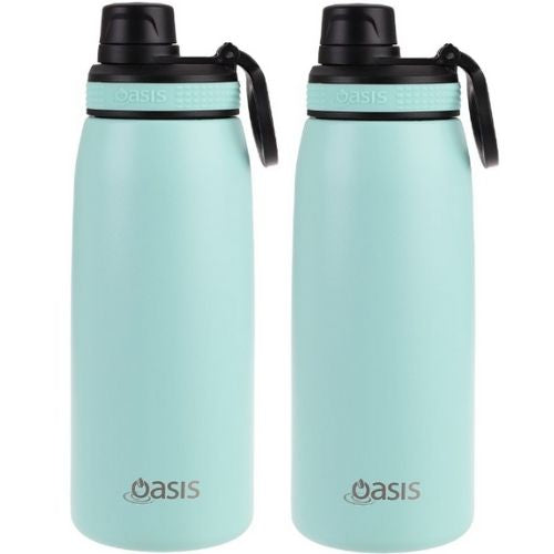 2x Oasis Stainless Steel Insulated Sports Water Bottle 780ml w/ Screw Cap - Mint