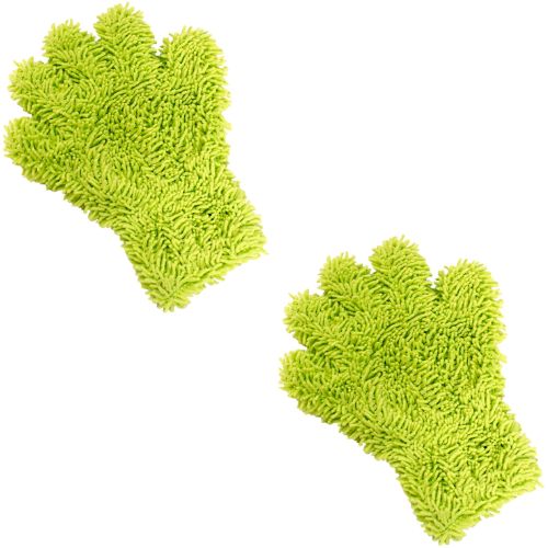 2 x Sabco Microfingers Dusting Glove Washable Cleaning Mittens Gloves - Green