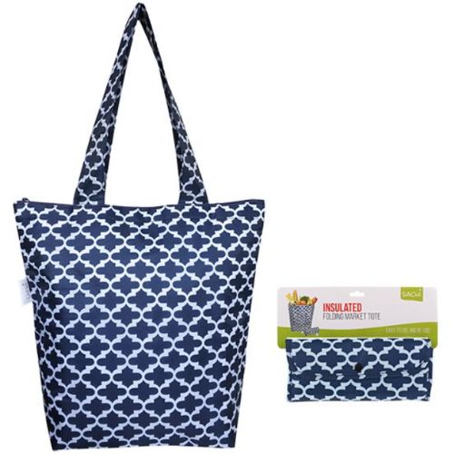 2 x Sachi Insulated Market Tote Bags Folding Shopping Carry Bag - Moroccan Navy