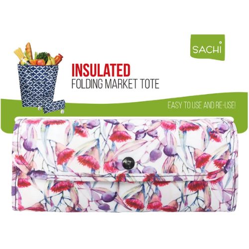 2 x Sachi Insulated Market Tote Folding Portable Shopping Carry Bag - Gumnuts